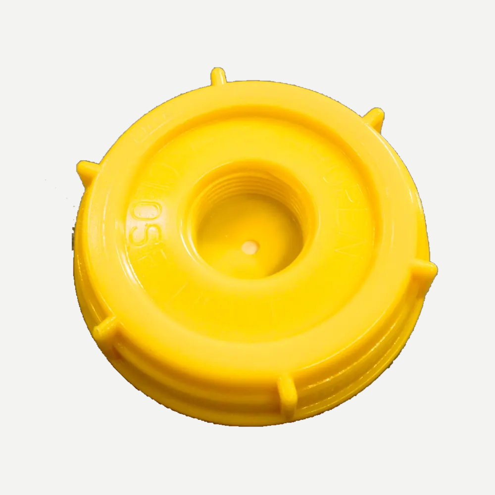 Bouchon à vis, Ventilé — Yellow Vented 70mm Screw Cap with Reducer